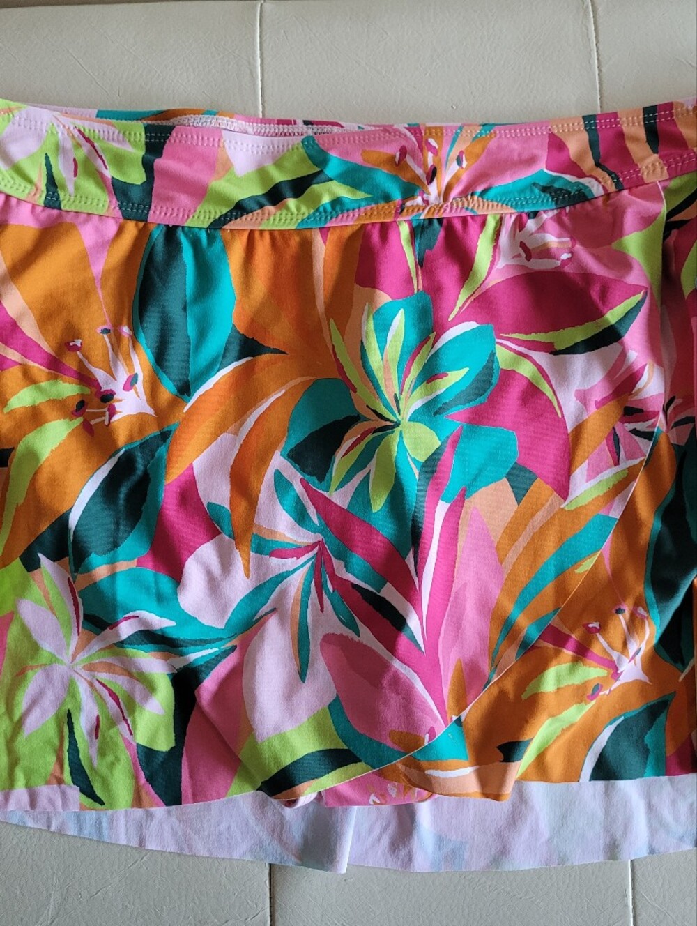 Anne Cole Pink Green Orange Tropical Swim Skirt Size Large